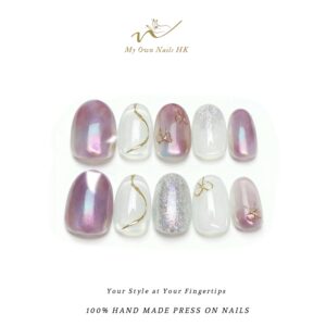 【云汀鎏笺】 原創手工穿戴甲手繪貓眼新款暈染美甲云汀鎏笺手工穿戴甲|DS0011 複本 複本 複本 複本 複本 複本 複本 複本